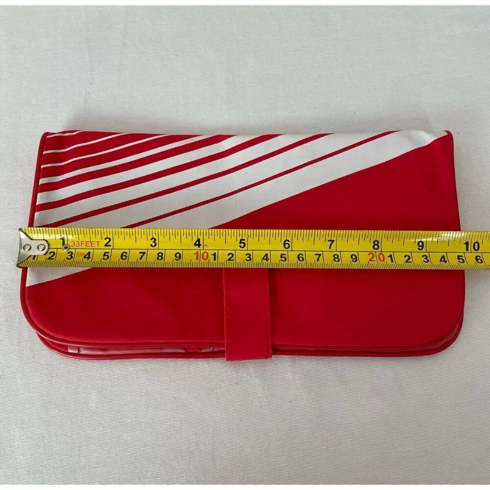 Vintage Globus Travel Organizer Red & White Vinyl 80s Airline Souvenir With Mult - Picture 9 of 10